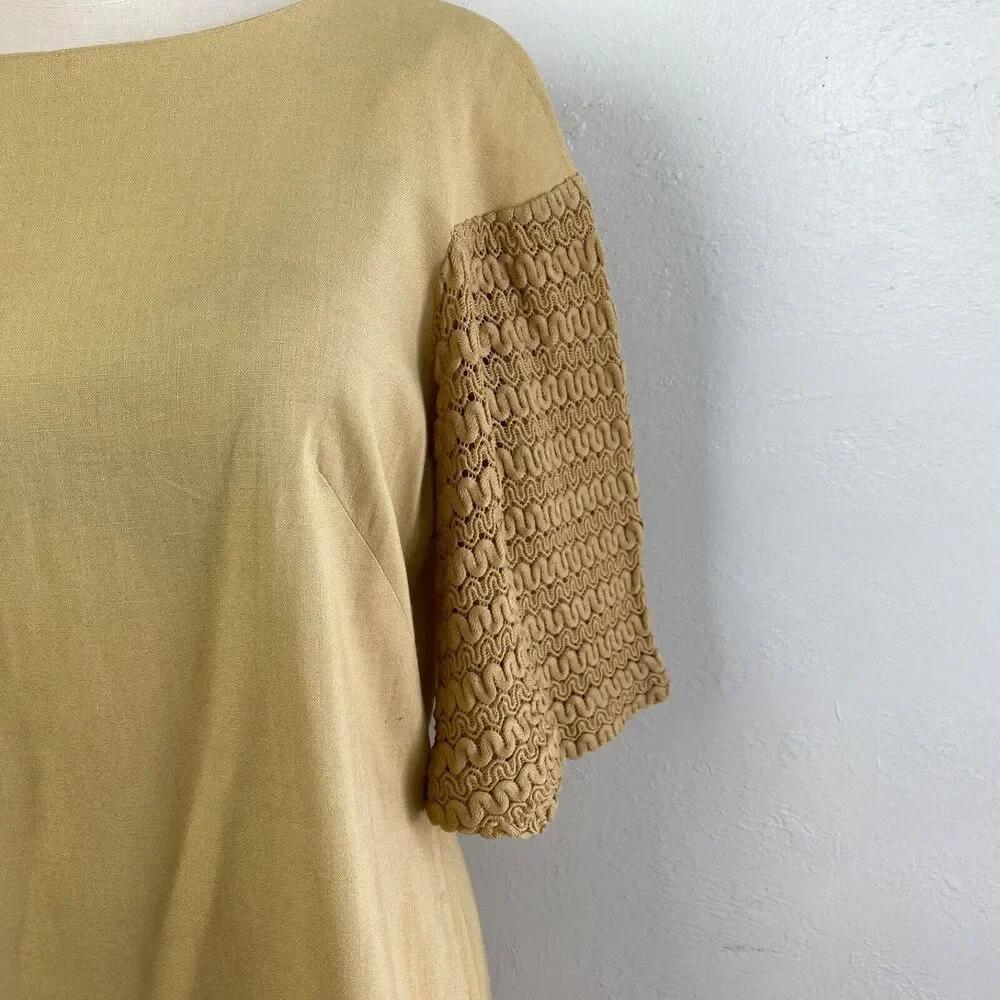 Vintage 60s Martin Berens Goldenrod Mustard Shift Dress Large Tall Juniors